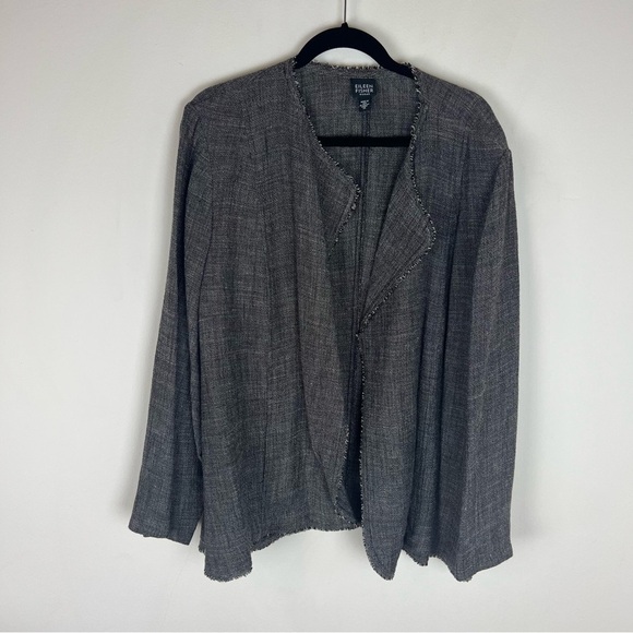 Eileen Fisher Linen Blazer Jacket Midi Skirt 2 Piece Set Gray Size 1X / 2X - Picture 7 of 11